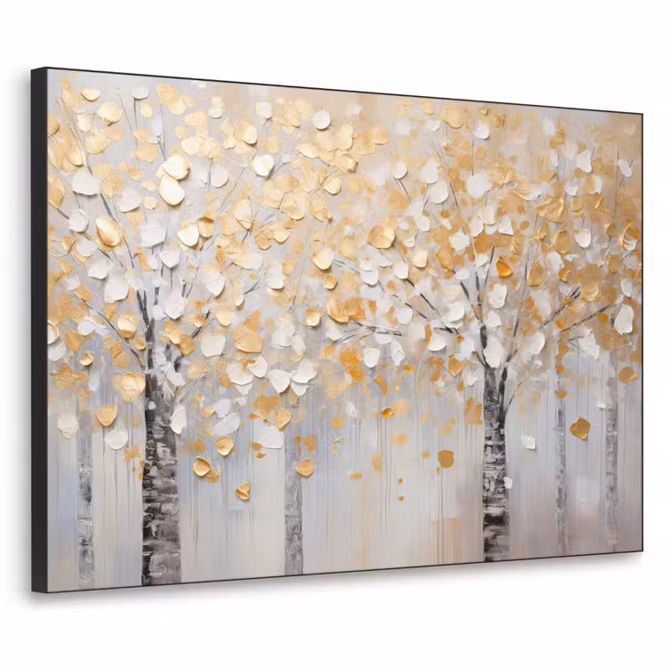 Bomen - Aquarel - Kunst - Natuur Textielframe zwart klein -3d