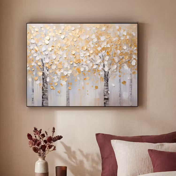 Bomen - Aquarel - Kunst - Natuur Textielframe zwart klein -sfeer1