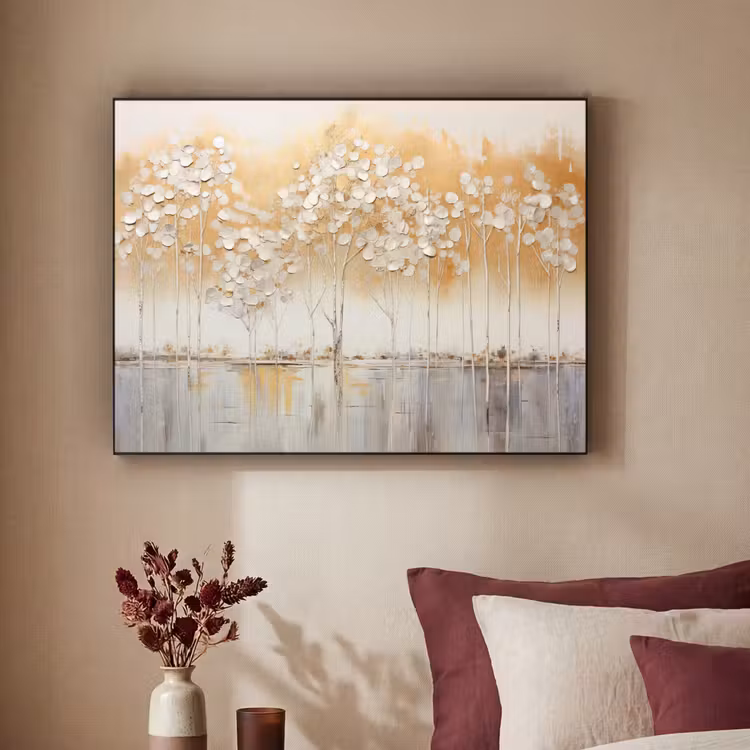 Bomen - Kunst - Acryl - Natuur Textielframe zwart klein -sfeer1