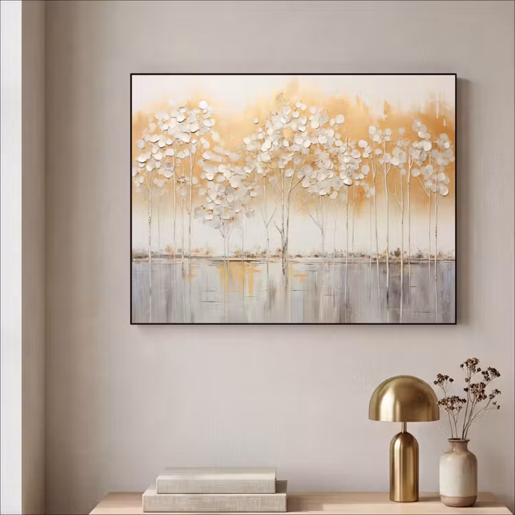 Bomen - Kunst - Acryl - Natuur Textielframe zwart klein -sfeer2