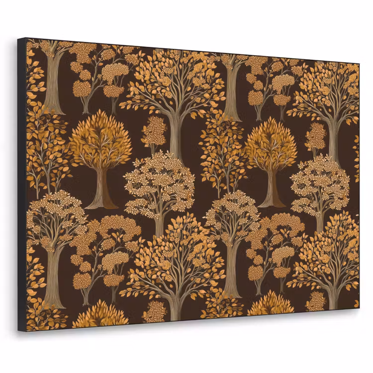 Bomen - Patroon - Bruin Textielframe zwart klein 947 -3d