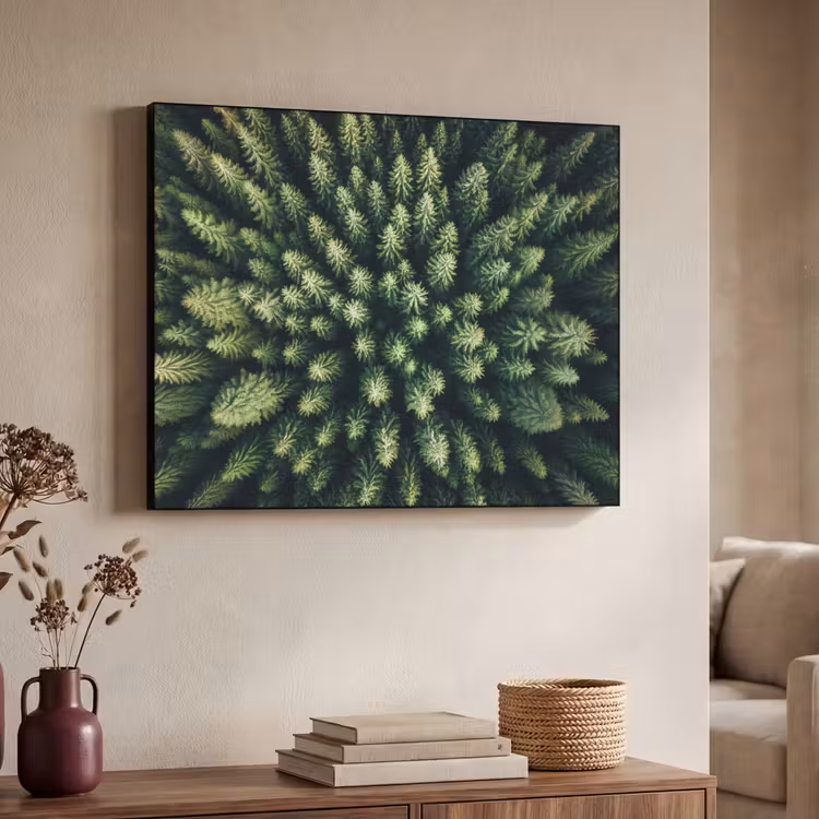 Bomen - Naaldwoud - Structuur Textielframe zwart klein -sfeer3