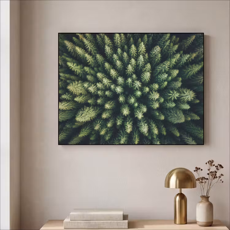 Bomen - Naaldwoud - Structuur Textielframe zwart klein -sfeer2