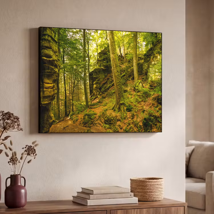 Bomen - Steen - Bos - Natuur - Planten Textielframe zwart klein -sfeer3
