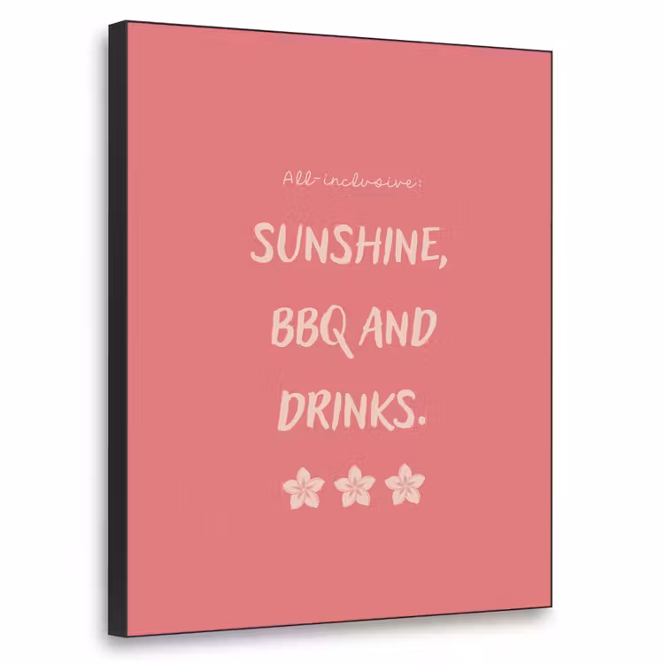 BBQ - Quote - Roze - Zomer Textielframe - compleet frame klein -3d