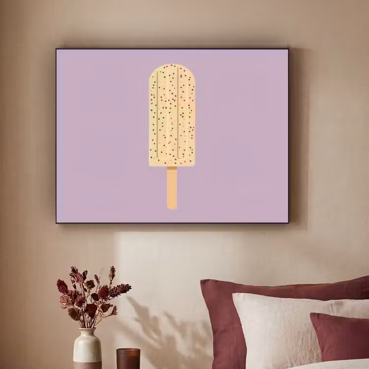 Beige - Ijsje - Spikkels Textielframe zwart klein -sfeer1