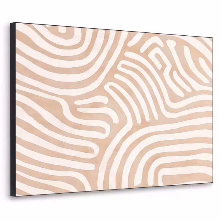 Beige - Aardspatroon Textielframe zwart klein -3d