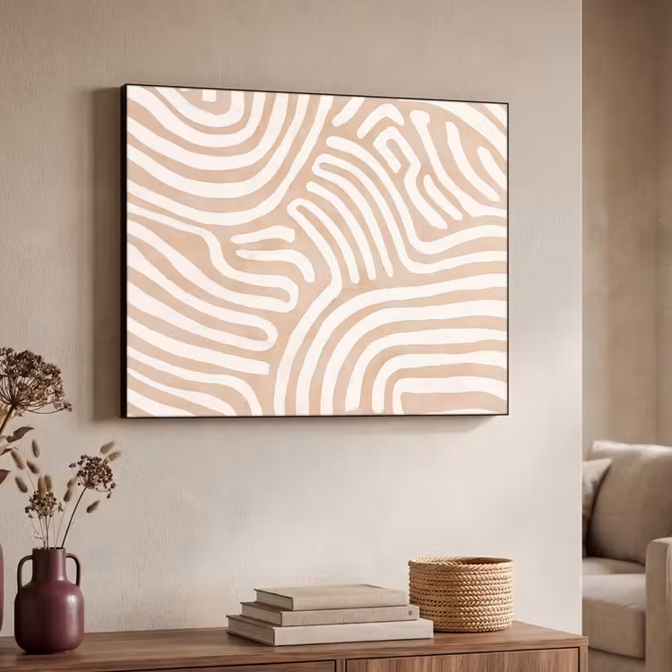 Beige - Aardspatroon Textielframe - compleet frame klein -sfeer3