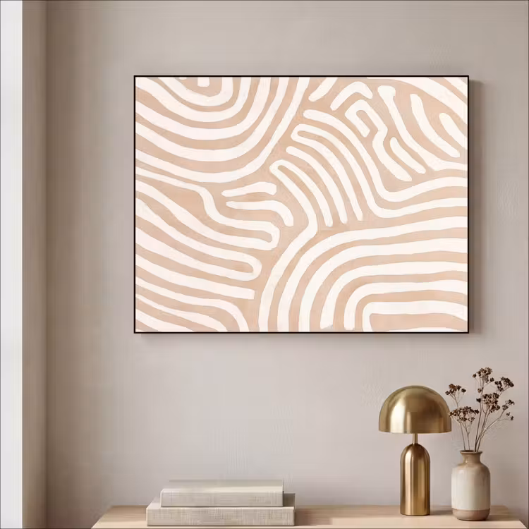 Beige - Aardspatroon Textielframe - compleet frame klein -sfeer2