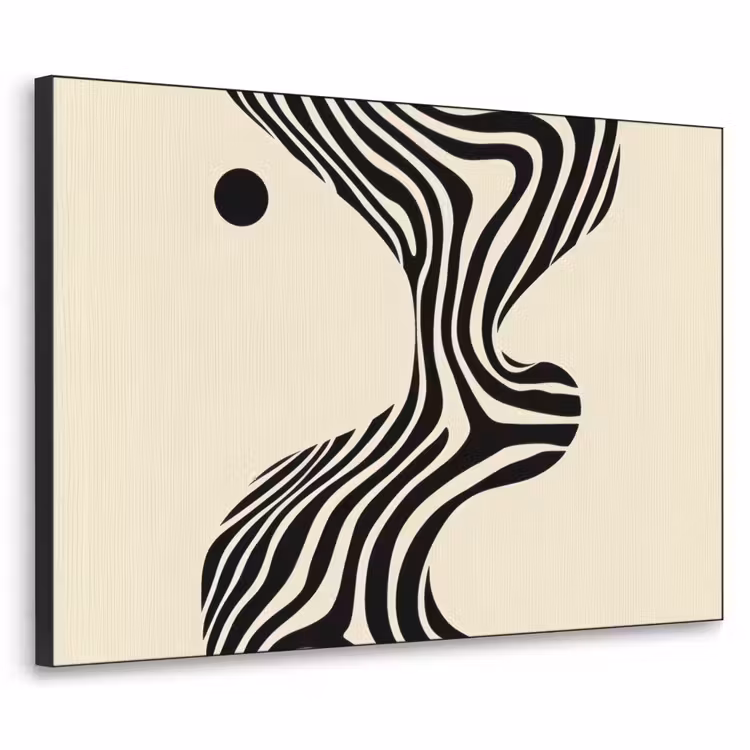 Beige - Lijnen - Golvend - Abstract Textielframe - compleet frame klein -3d