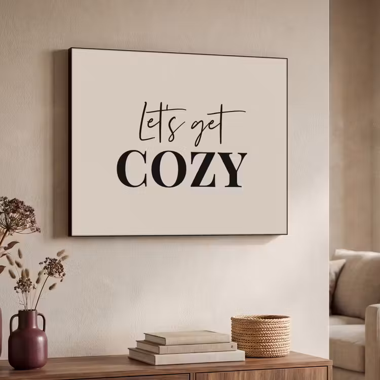 Beige - Winter - Quote - Cozy Textielframe zwart klein -sfeer3