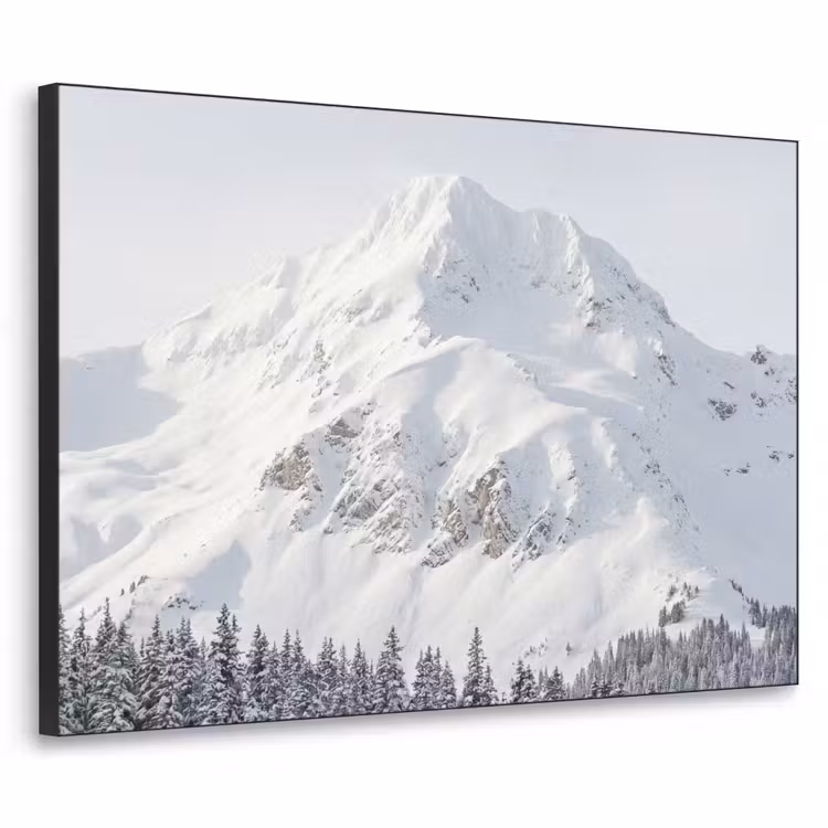 Berg - Sneeuw - Winter - Natuur - Wit Textielframe zwart klein -3d