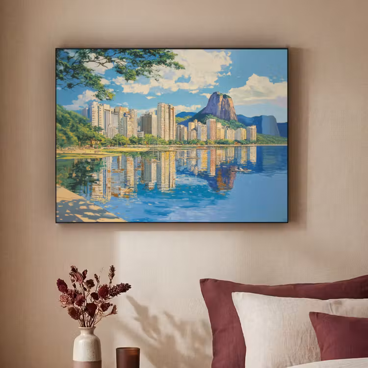 Berg - Skyline - Strand - Water Textielframe - compleet frame klein -sfeer1