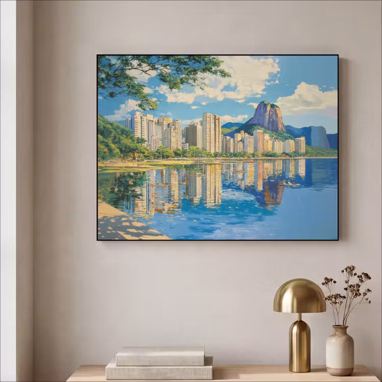 Berg - Skyline - Strand - Water Textielframe - compleet frame klein -sfeer2