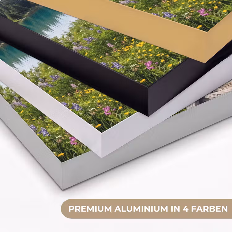 Bergen - Meer - Landschap - Blauw Textielframe zwart klein -USP_kleurenDE