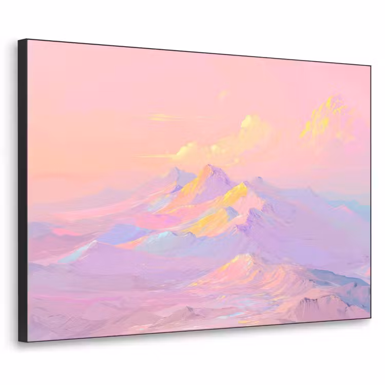 Bergtoppen - Wolken - Dromerig Textielframe zwart klein -3d