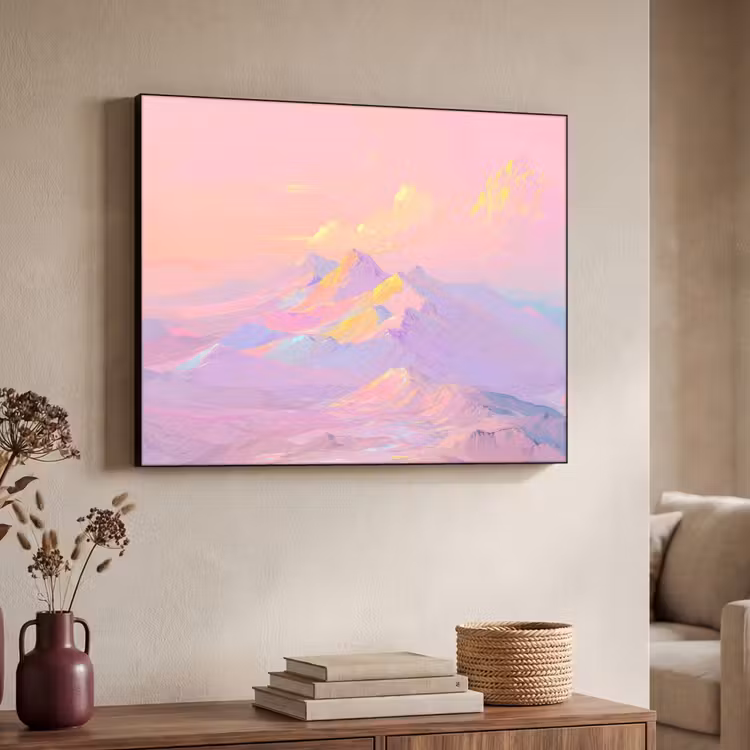 Bergtoppen - Wolken - Dromerig Textielframe - compleet frame klein -sfeer3