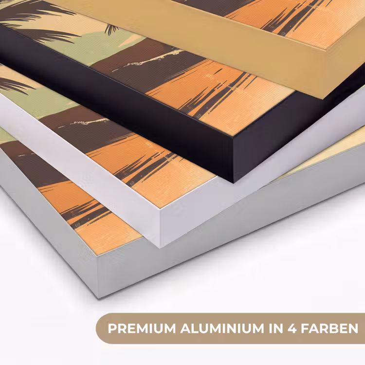 Bierfles - Zonsondergang - Palmbomen - Zee Textielframe zwart klein -USP_kleurenDE