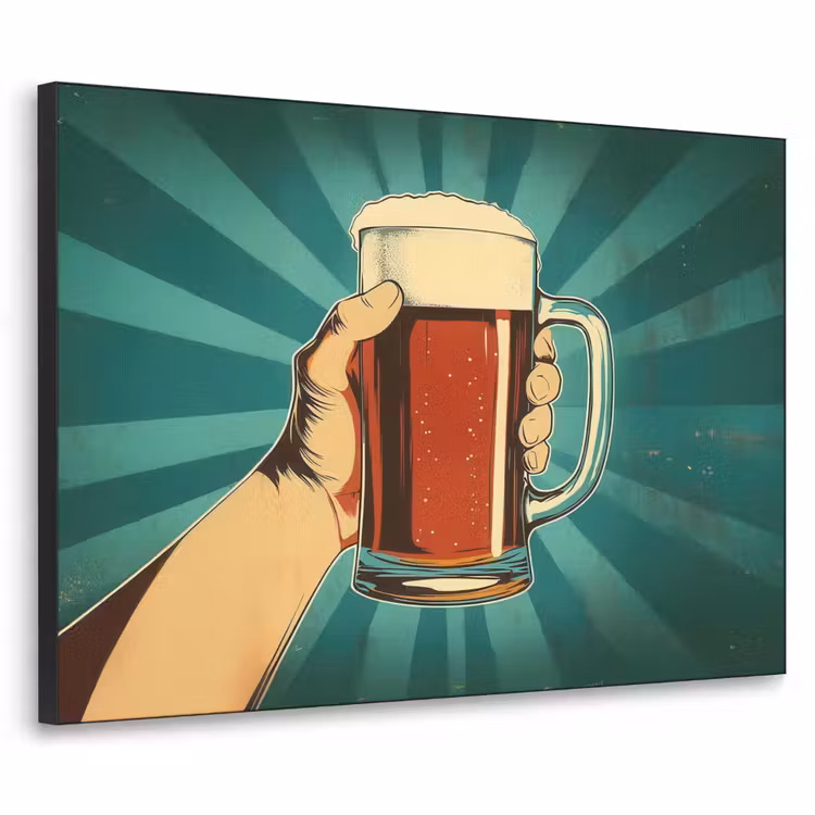 Bierglas - Schuim - Retro - Groen Textielframe - compleet frame klein -3d
