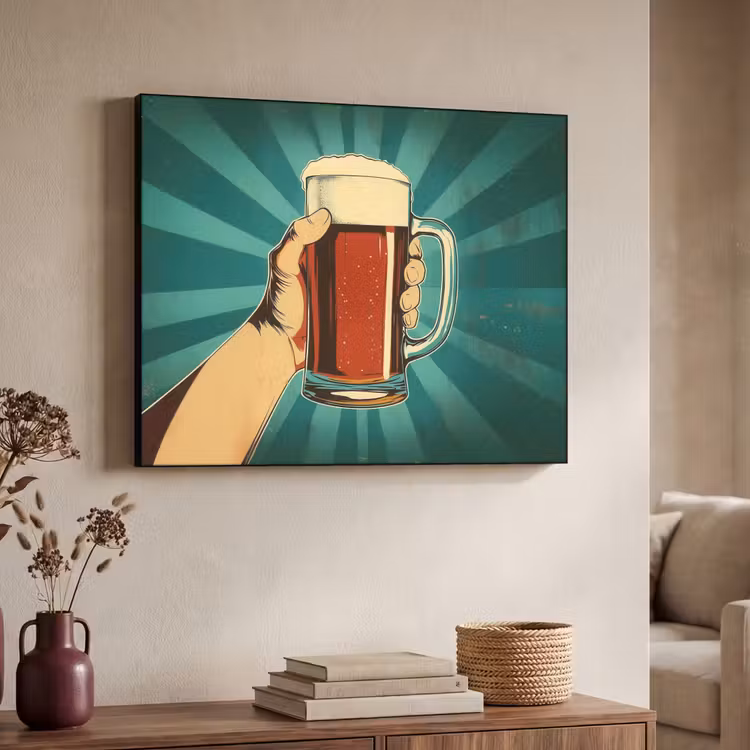 Bierglas - Schuim - Retro - Groen Textielframe zwart klein -sfeer3
