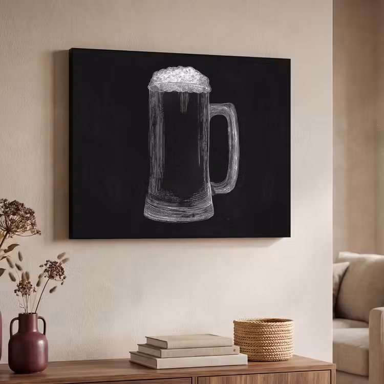 Bierpul - Schuim - Krijttekening Textielframe - compleet frame klein -sfeer3
