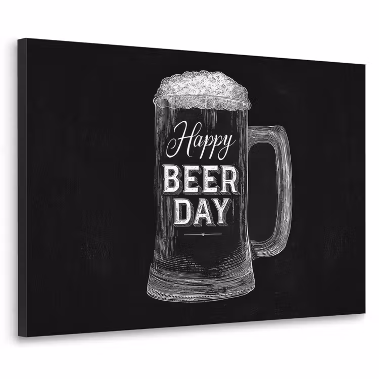 Bierpul - Witte krijtletters - Happy beer day Textielframe - compleet frame klein -3d