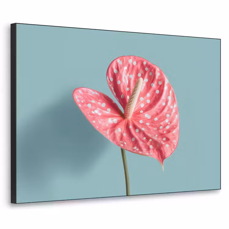 Blad - Anthurium - Stippen - Roze Textielframe zwart klein -3d