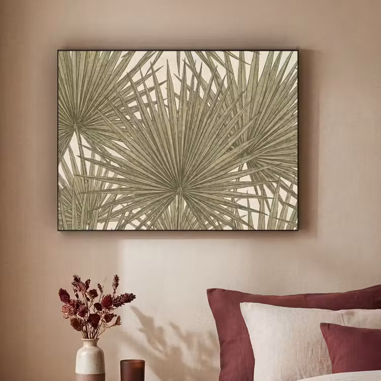 Blad - Tropisch - Patroon - Natuur - Groen Textielframe zwart klein -sfeer1