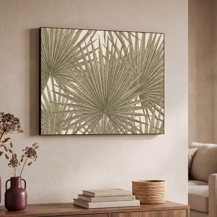 Blad - Tropisch - Patroon - Natuur - Groen Textielframe zwart klein -sfeer3