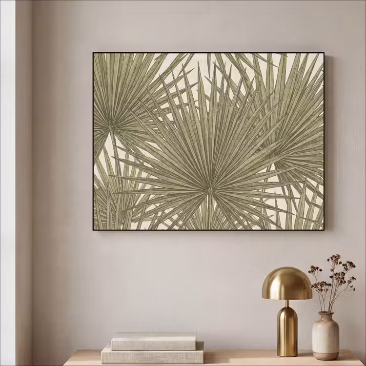 Blad - Tropisch - Patroon - Natuur - Groen Textielframe zwart klein -sfeer2
