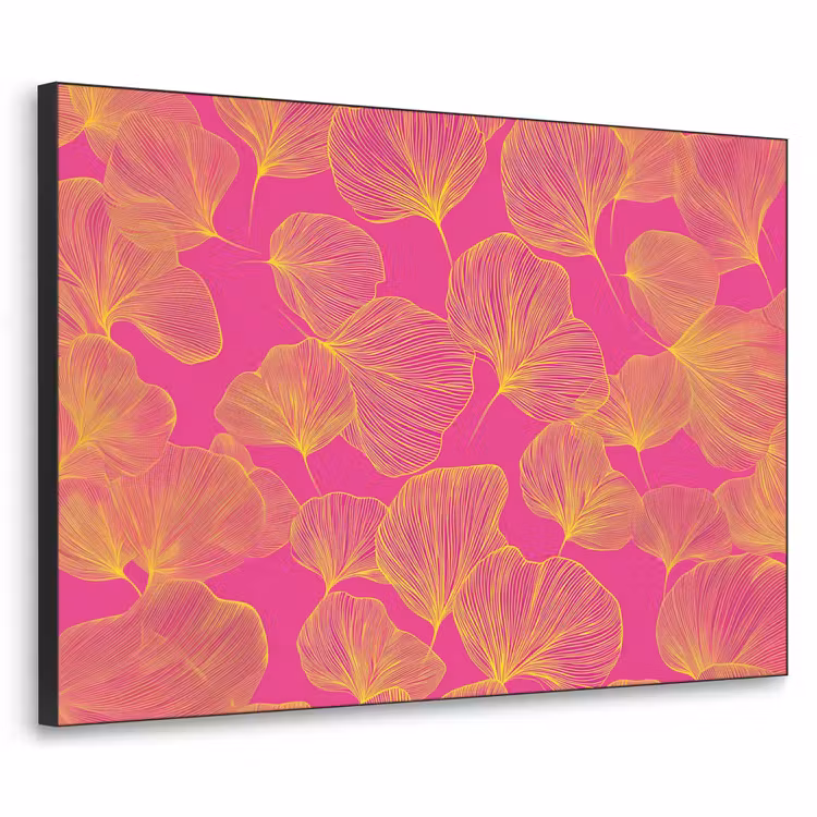 Bladeren - Nerven - Grafisch - Roze Textielframe - compleet frame klein -3d