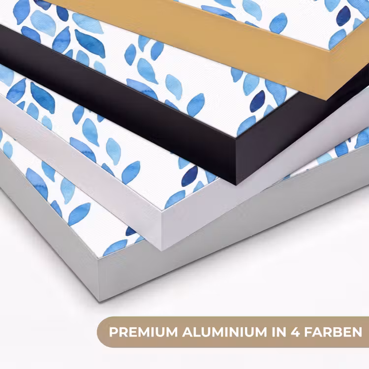 Bladeren - Aquarel - Patroon - Modern - Blauw Textielframe zwart klein -USP_kleurenDE