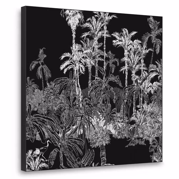 Bladeren - Bomen - Jungle Textielframe zwart klein -3d