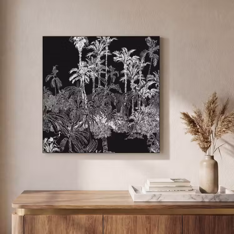 Bladeren - Bomen - Jungle Textielframe zwart klein -sfeer2