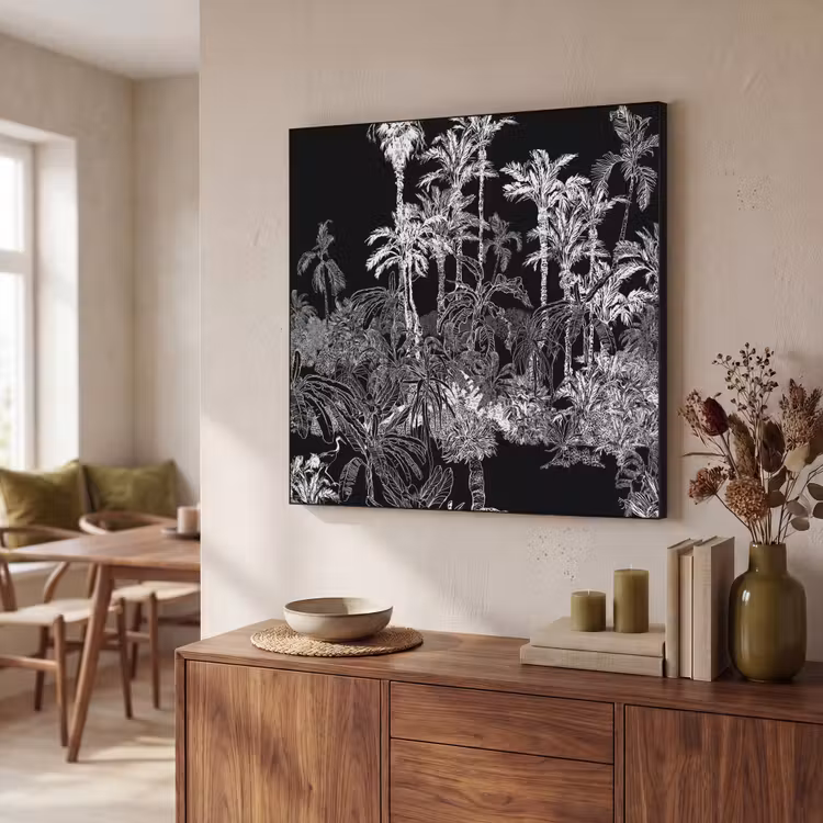 Bladeren - Bomen - Jungle Textielframe zwart klein -sfeer3
