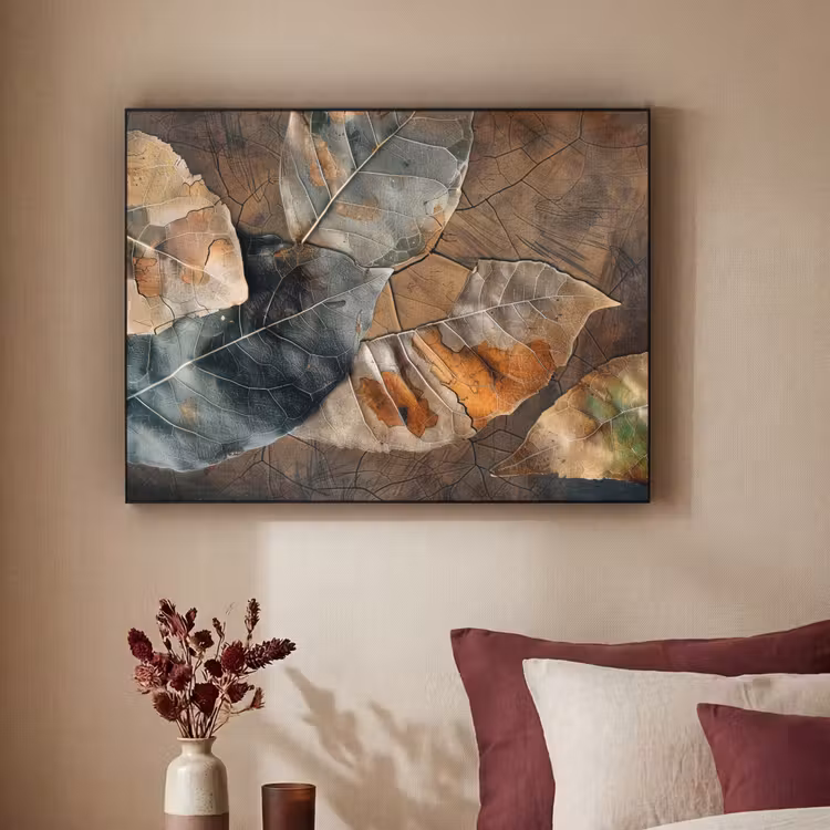 Bladeren - Bruin - Herfst - Natuur Textielframe - compleet frame klein -sfeer1
