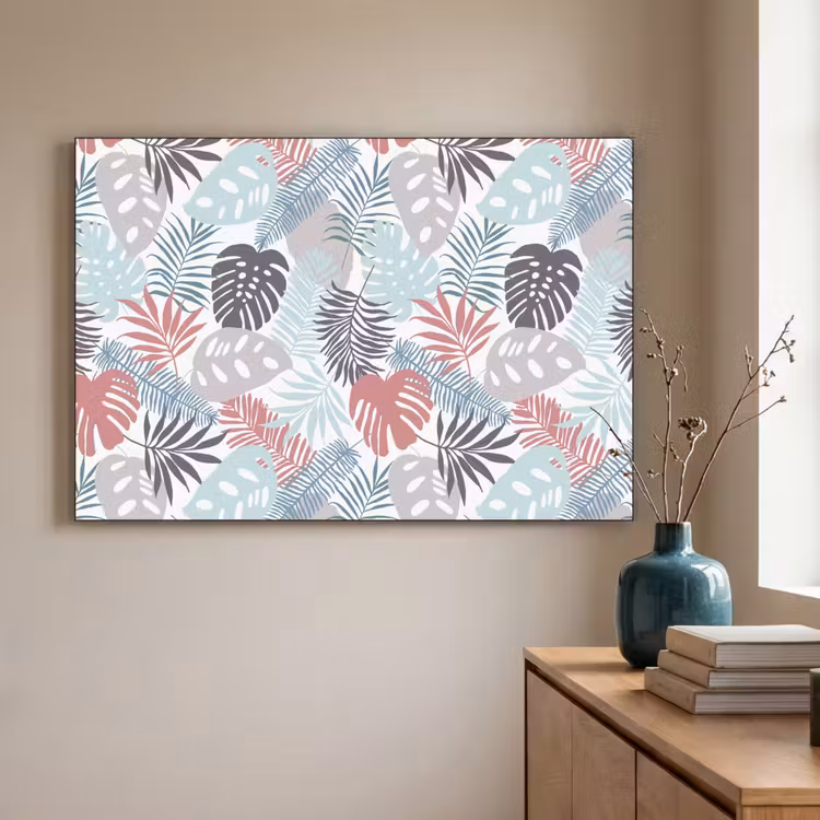 Bladeren - Jungle - Pastel - Tropisch Textielframe zwart klein -sfeer2