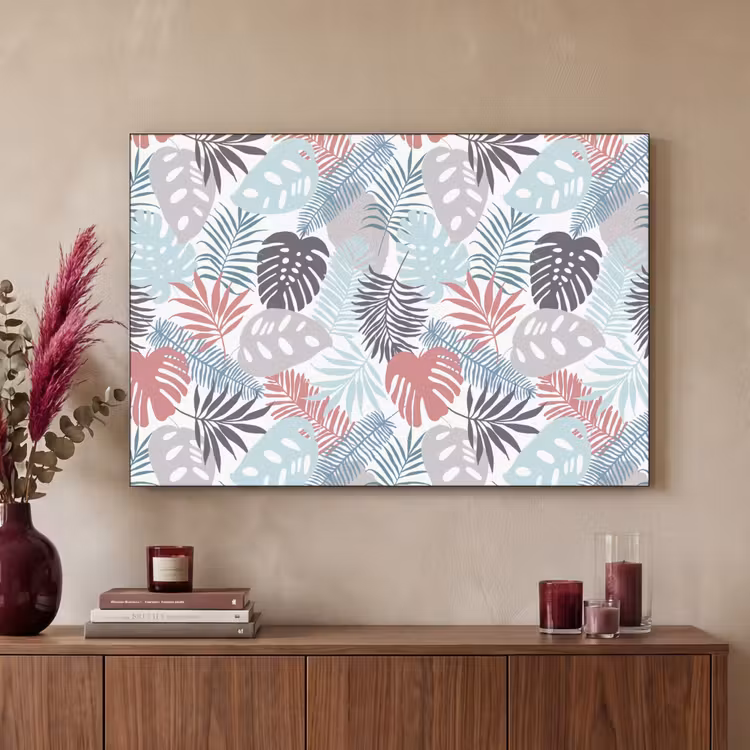 Bladeren - Jungle - Pastel - Tropisch Textielframe zwart klein -sfeer1