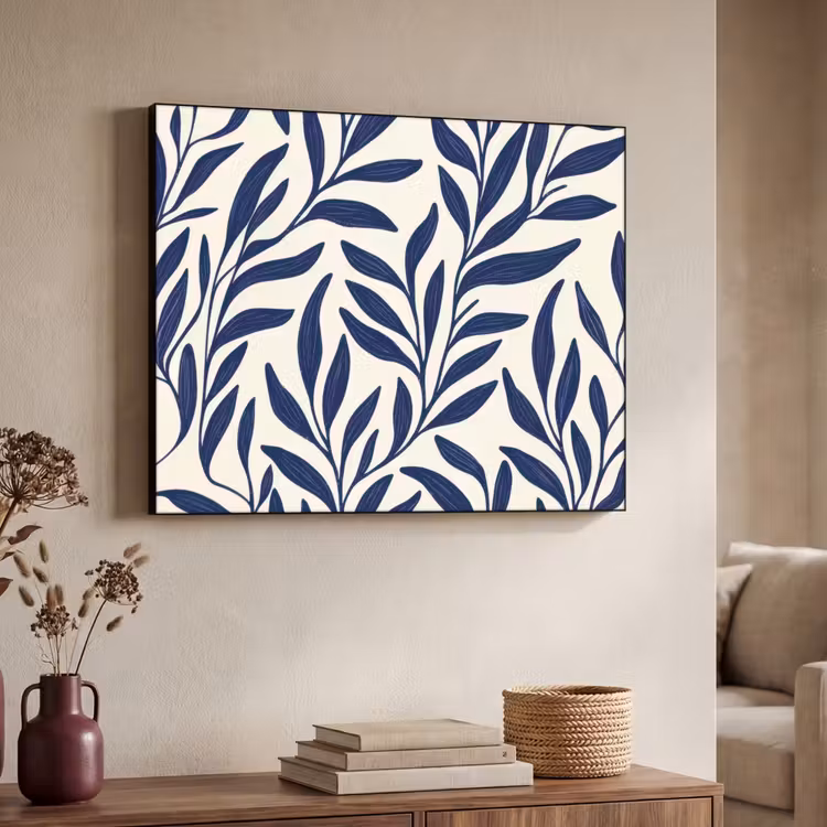 Bladeren - Klimop - Donkerblauw Textielframe - compleet frame klein -sfeer3