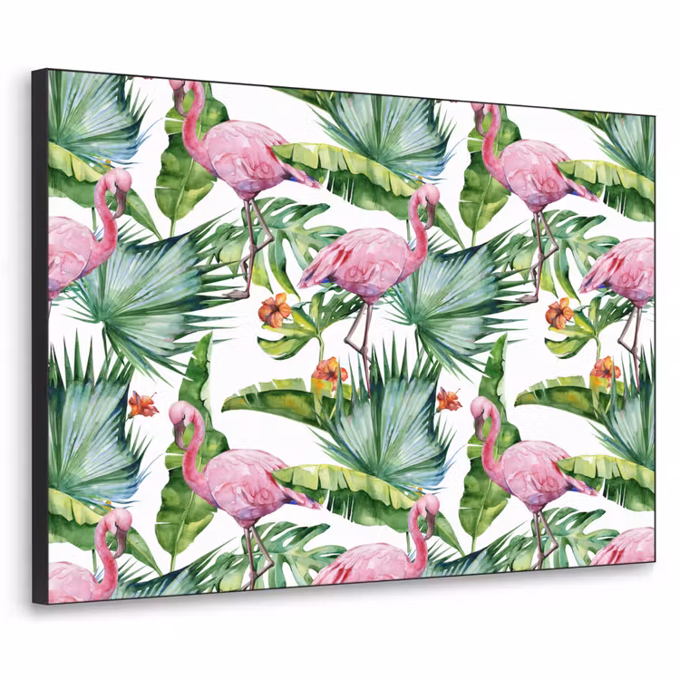Bladeren - Flamingo - Jungle Textielframe zwart klein -3d