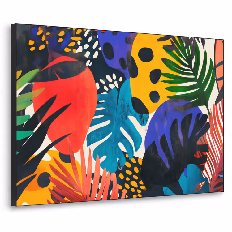 Bladeren - Vormen - Abstract - Kleurrijk Textielframe - compleet frame klein -3d