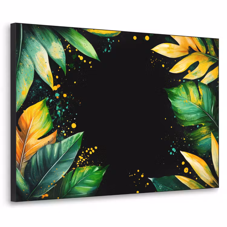 Bladeren - Groen - Geel - Verf - Jungle Textielframe - compleet frame klein -3d