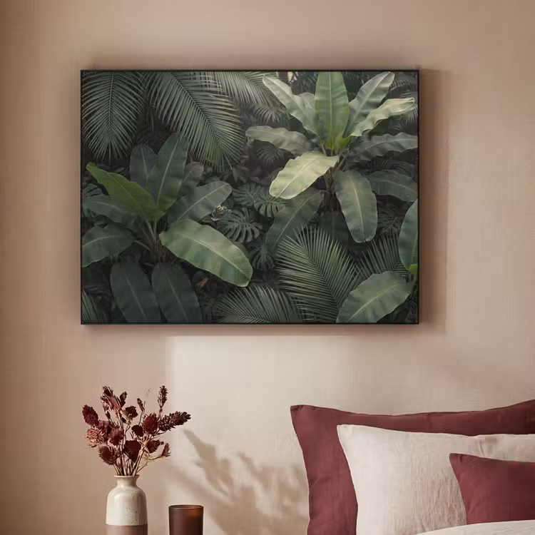 Bladeren - Groen - Tropisch - Natuur Textielframe zwart klein -sfeer1