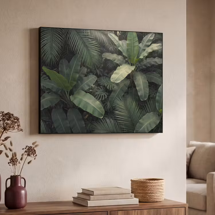 Bladeren - Groen - Tropisch - Natuur Textielframe zwart klein -sfeer3