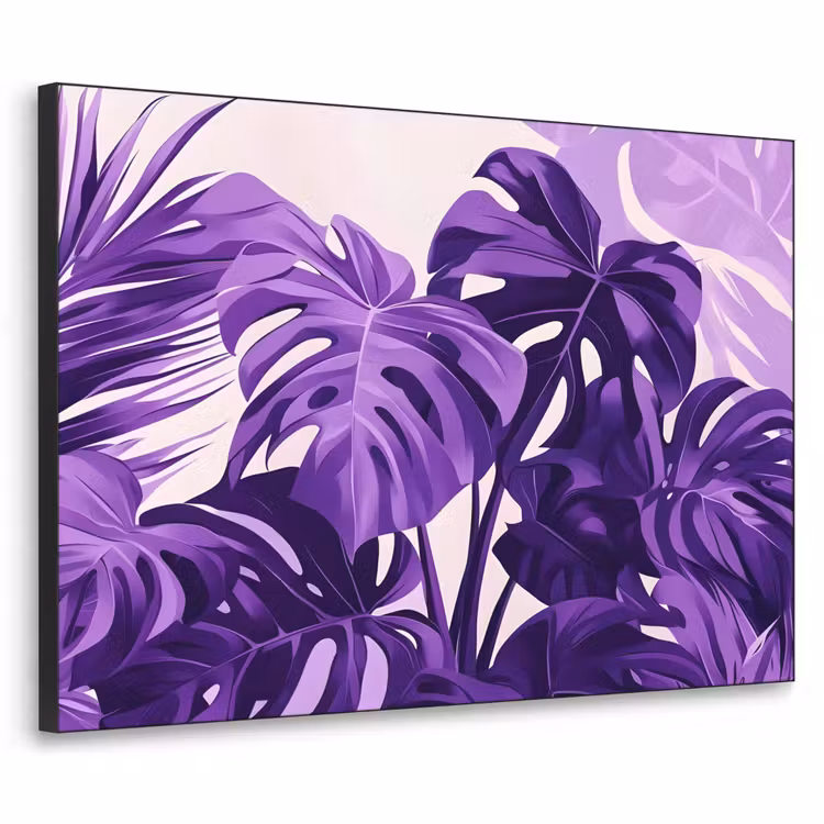 Bladeren - Paars - Tropisch - Abstract Textielframe - compleet frame klein -3d