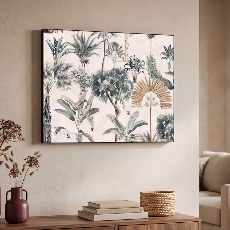 Bladeren - Monstera - Jungle - Tropical Textielframe zwart klein -sfeer3