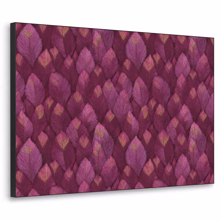Bladeren - Patroon - Burgundy Textielframe zwart klein 947 -3d