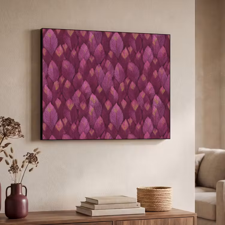 Bladeren - Patroon - Burgundy Textielframe zwart klein 947 -sfeer3