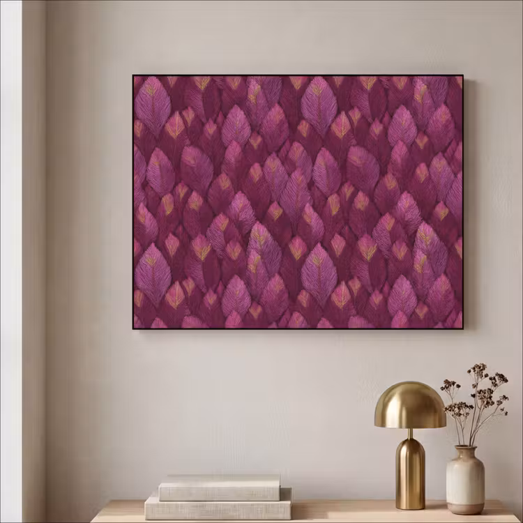 Bladeren - Patroon - Burgundy Textielframe zwart klein 947 -sfeer2