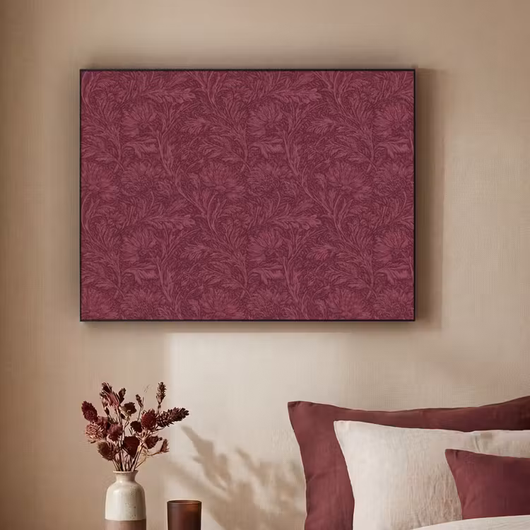 Bladeren - Patroon - Paars Textielframe zwart klein 947 -sfeer1